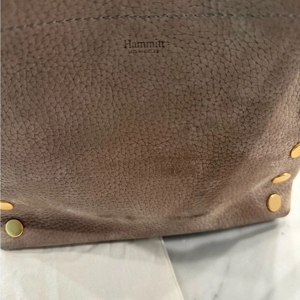 Hammitt Nubuck brushed suede Taupe crossbody and slip Wallet with Gold Accents - Picture 11 of 15